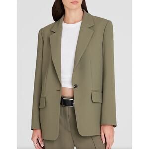 NWT Club Monaco Relaxed Single-Breasted Crepe Blazer Size XL Olive Green